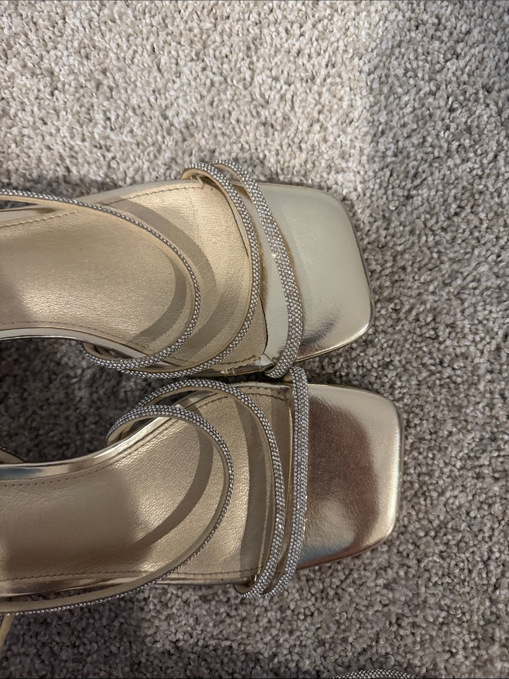 Shoemint Champagne Strappy Lace-Up Heeled Sandals - Picture 3 of 5